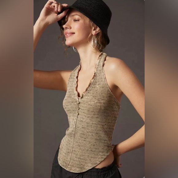 Pilcro Tops - Anthropologie Pilcro Henley Moss Halter Top Women’s